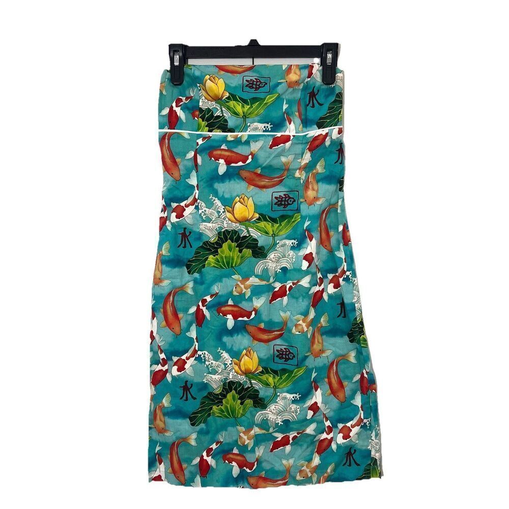 Vintage Felice Pappas Dress Womens 8 Asian Koi‎ Fish Lily Pads Sleeveless